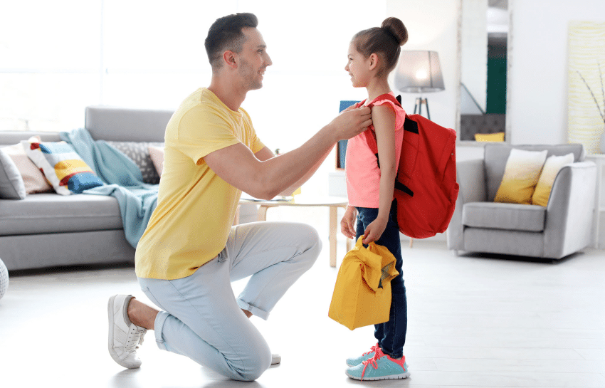 Family routine getting ready for school