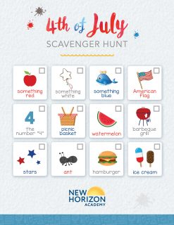 4th of July Scavenger Hunt template for kids