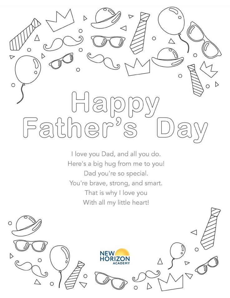 Happy Father's Day card and coloring sheet for kids