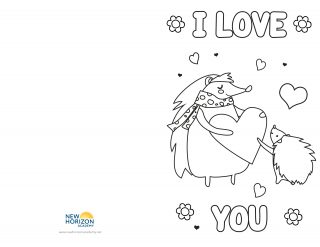 Valentine's Day card template: Two hedgehogs holding hearts