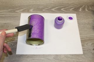 Painting a tin can purple