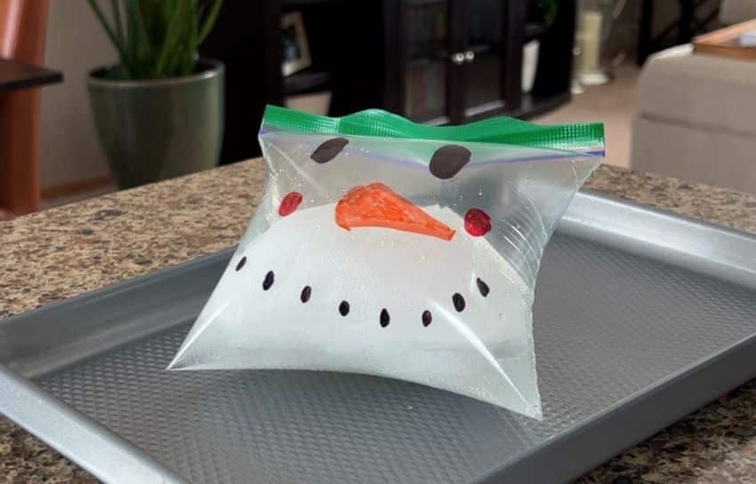 Exploding snowman activity in a Ziploc bag