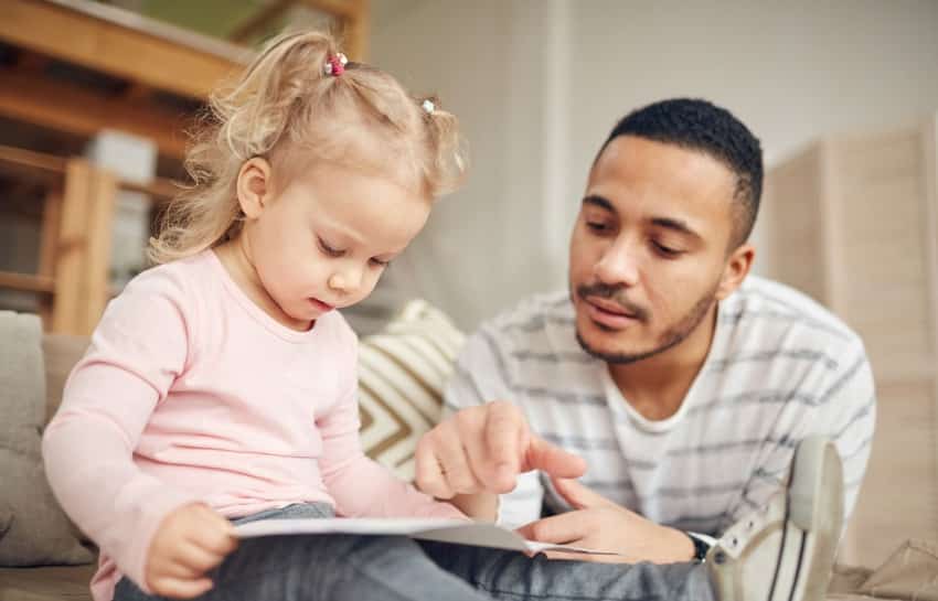 Daughter and Father Reading Together