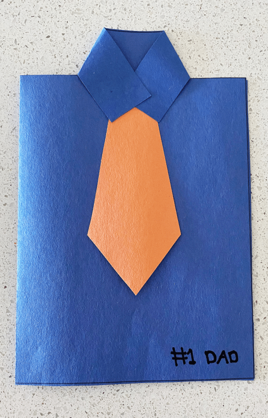 Shirt and tie shaped father's day card craft for kids