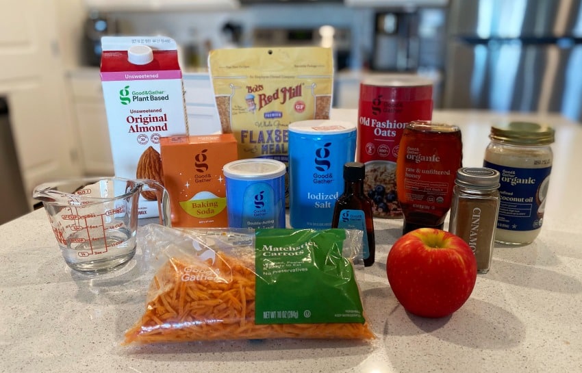 ingredients needed for carrot apple muffins