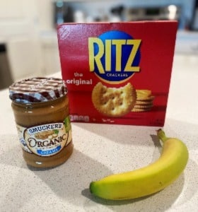 ingredients for peanut butter banana ritz crackers