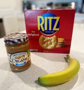 ingredients for peanut butter banana ritz crackers