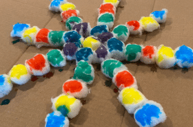 Rainbow snowflake cotton ball craft activity