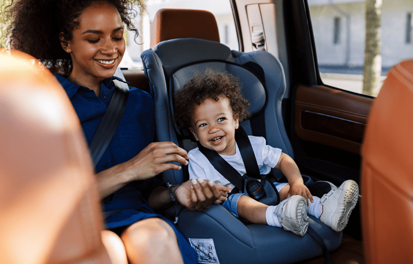 Mother and child riding in the car