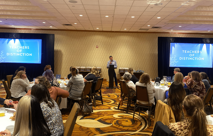 CEO Chad Dunkley speaking at 2023 Teacher of Distinction Banquet in Minnesota