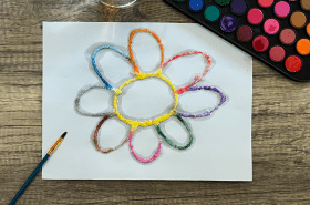 Rainbow flower salt painting craft activity for kids