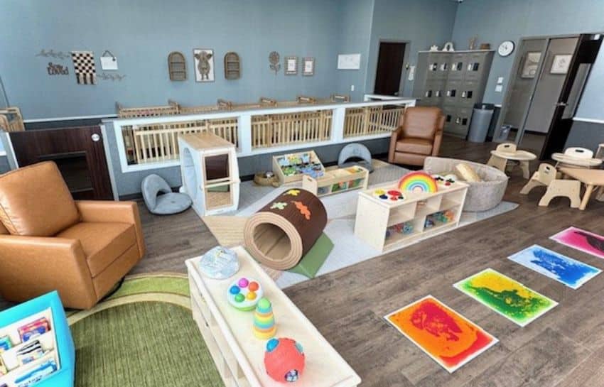 Infant classroom at New Horizon Academy daycare in Ankeny, Iowa