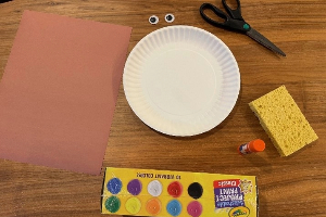 Supplies needed to make sponge paint turkey for a handmade Thanksgiving kids craft