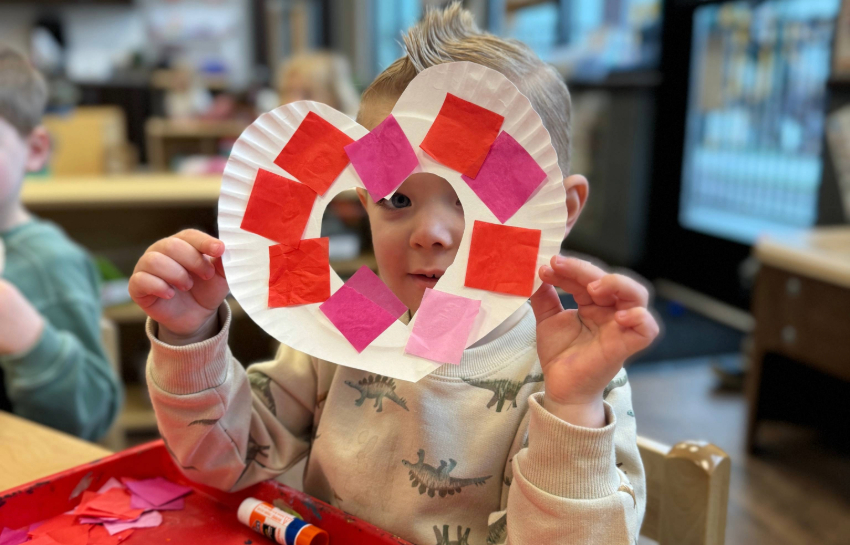 Homemade Heart Wreath  Valentine's Day Craft for Preschoolers